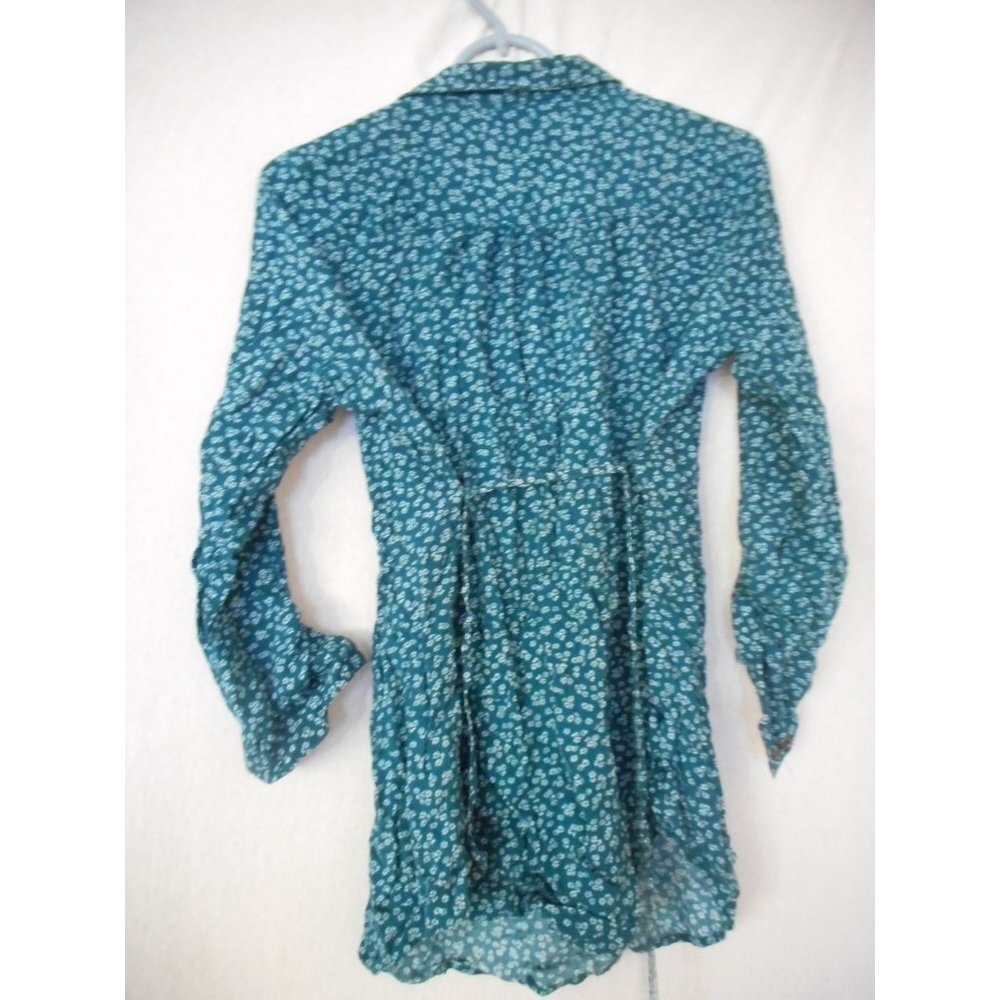 Maternity Motherhood Sz L green floral tie back tab long sleeve v neck Top - Picture 5 of 5